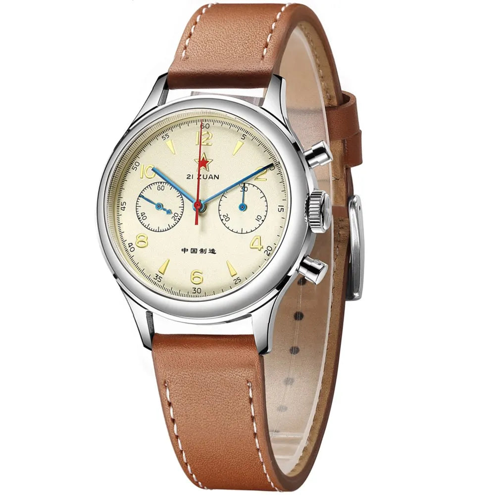 Red Star Retro 1963 Chronograph ST1901 Hand Winding Movement Air Force Pilots Aviation Sapphire Men Mechanical Watch Waterproof