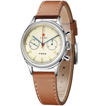 Red Star Retro 1963 Chronograph ST1901 Hand Winding Movement Air Force Pilots Aviation Sapphire Men Mechanical Watch Waterproof