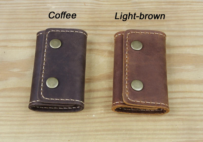 FANCODI Handmade Vintage Genuine Leather Key Holder Men keyChain Cover Leather Key Wallet Men key case bag Women Key Organizer
