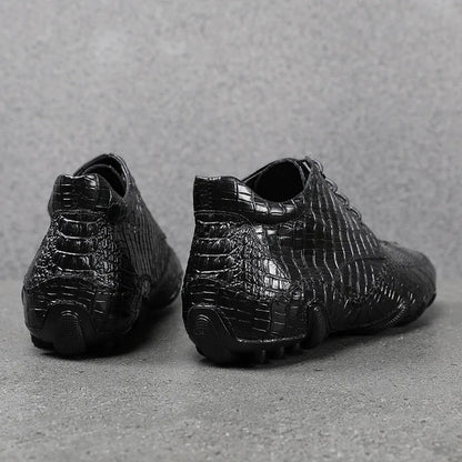 Famous Luxury Ankle Boots Mens Shoes Genuine Leather Shoes Loafer Cow Leather Crocodile Pattern Hasp Casual Shoes