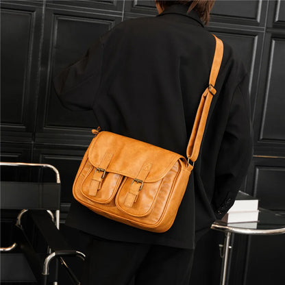 Fashion Japan Style Men's Messenger Bag Soft PU Leather Crossbody Messenger Bag Men Satchels Crossbody Bag Mens Shoulder Bags
