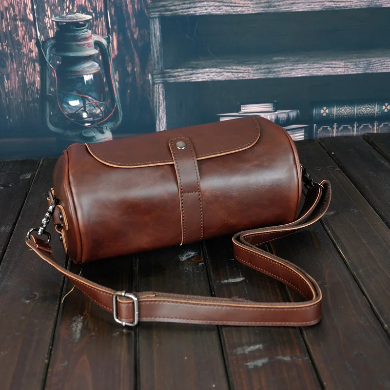 Luxury Retro Barrel Shaped Shoulder Bags Men Crossbody Bag Fashion Design Messenger Bag Mens Crossbody Shoulder Bag Male 2021