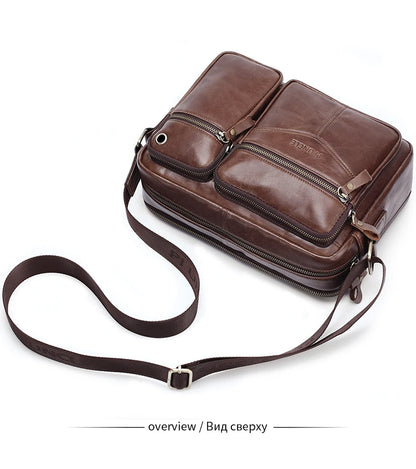 New 2025 Men Genuine Leather Shoulder Bag Casual Leather Men's Pad Messenger Bag Male Business Crossbody Bag Hot Handbag for Men