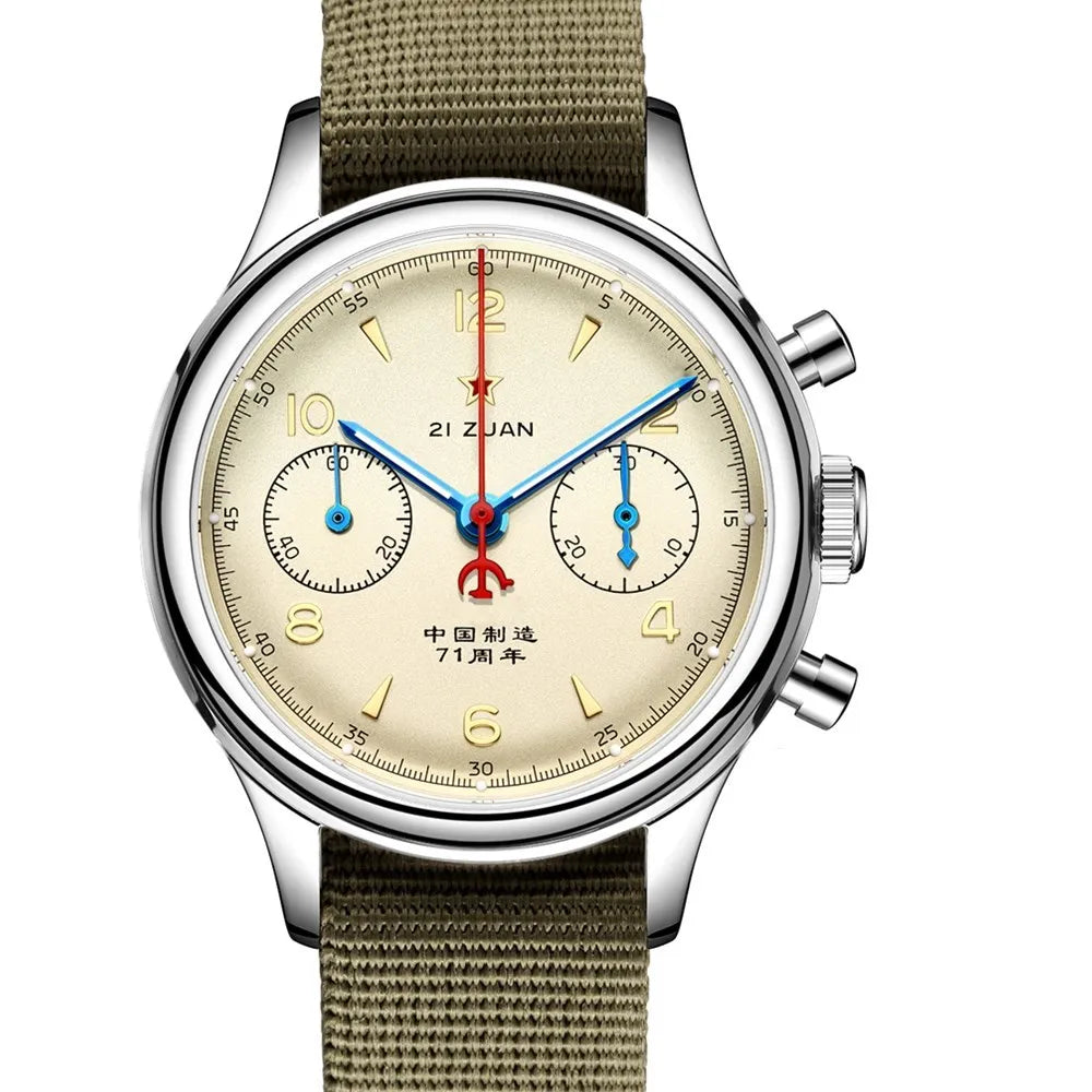 Red Star Retro 1963 Chronograph ST1901 Hand Winding Movement Air Force Pilots Aviation Sapphire Men Mechanical Watch Waterproof