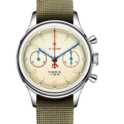 Red Star Retro 1963 Chronograph ST1901 Hand Winding Movement Air Force Pilots Aviation Sapphire Men Mechanical Watch Waterproof