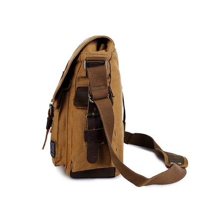 2025 Fashion Vintage Leather Canvas Women's Men's Messenger Bag Cotton Canvas Crossbody Bag Men Shoulder Bag Sling Casual Bag