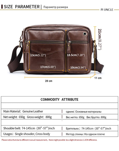 New 2025 Men Genuine Leather Shoulder Bag Casual Leather Men's Pad Messenger Bag Male Business Crossbody Bag Hot Handbag for Men