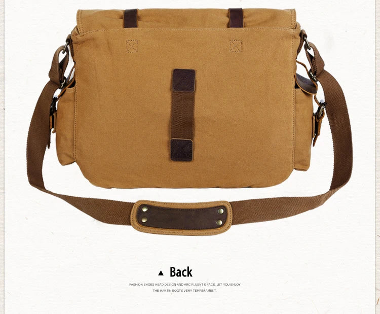 2025 Fashion Vintage Leather Canvas Women's Men's Messenger Bag Cotton Canvas Crossbody Bag Men Shoulder Bag Sling Casual Bag