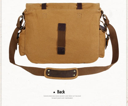2025 Fashion Vintage Leather Canvas Women's Men's Messenger Bag Cotton Canvas Crossbody Bag Men Shoulder Bag Sling Casual Bag