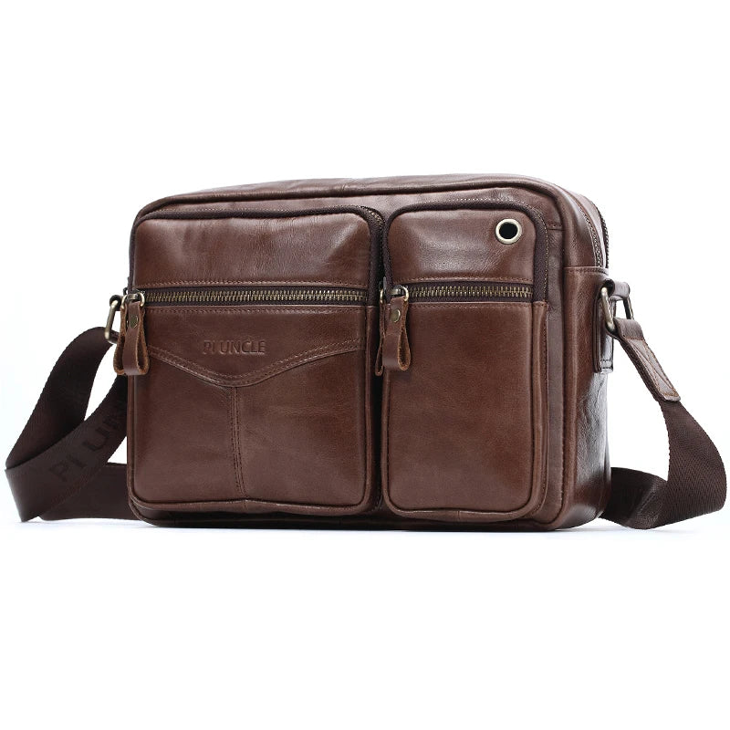 New 2025 Men Genuine Leather Shoulder Bag Casual Leather Men's Pad Messenger Bag Male Business Crossbody Bag Hot Handbag for Men