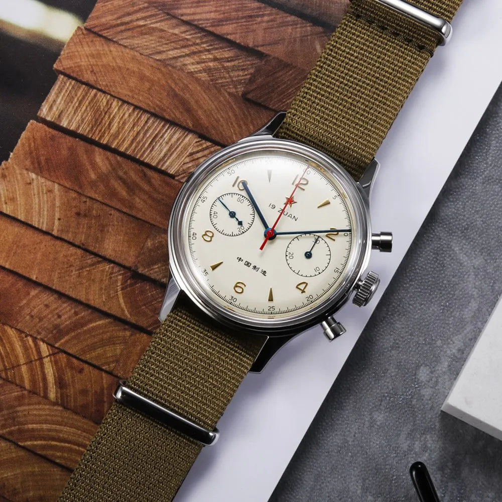 Red Star Retro 1963 Chronograph ST1901 Hand Winding Movement Air Force Pilots Aviation Sapphire Men Mechanical Watch Waterproof