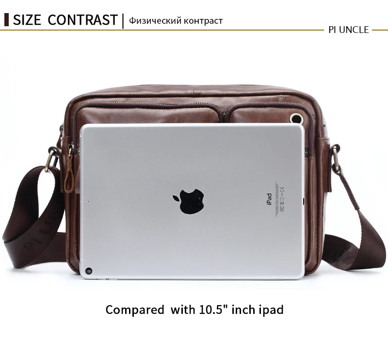 New 2025 Men Genuine Leather Shoulder Bag Casual Leather Men's Pad Messenger Bag Male Business Crossbody Bag Hot Handbag for Men