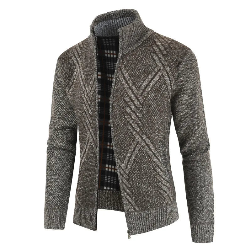 New Autumn Winter Jacket Men Coats Solid Slim Fit Thick Fleece Coats Men Jacket Casual Stand Collar Zip Jacket Men