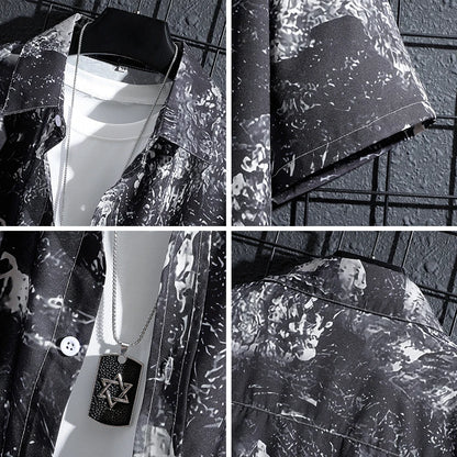 Men and Women's Short-Sleeved Printed Shirt, Casual Beach Clothes, Personality Thin Couple Tops, New
