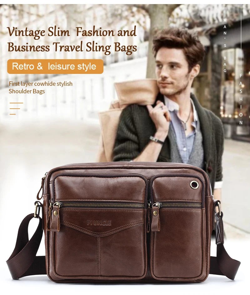 New 2025 Men Genuine Leather Shoulder Bag Casual Leather Men's Pad Messenger Bag Male Business Crossbody Bag Hot Handbag for Men