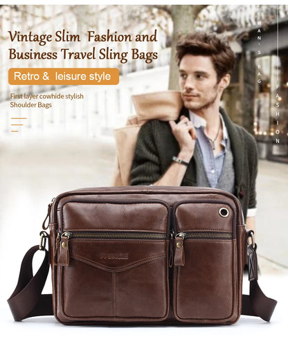 New 2025 Men Genuine Leather Shoulder Bag Casual Leather Men's Pad Messenger Bag Male Business Crossbody Bag Hot Handbag for Men