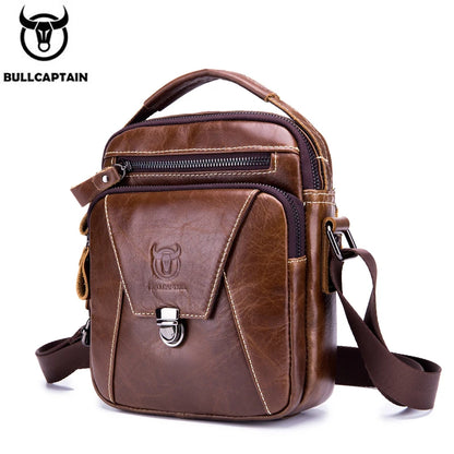 BULLCAPTAIN  Genuine Leather Men's Bag Single Crossbody Bag Shoulder Bag Men's Messenger Bag