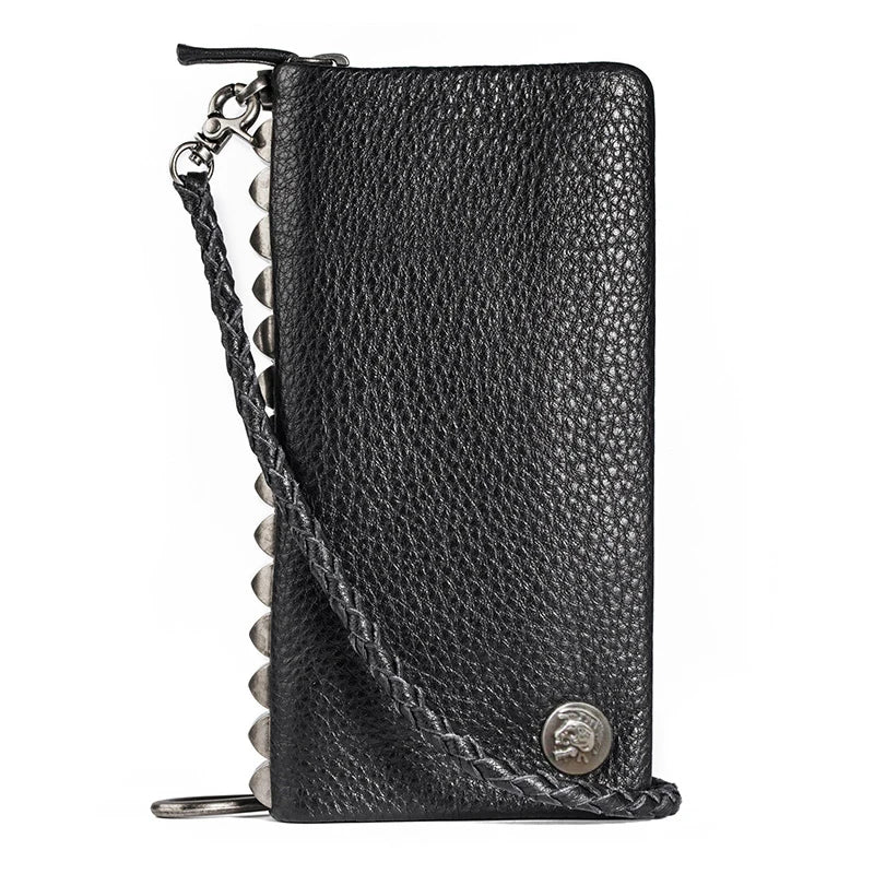 Vintage Genuine leather wallet Men leather long wallet men purse clutch bag male money clips zip around money bag card holder