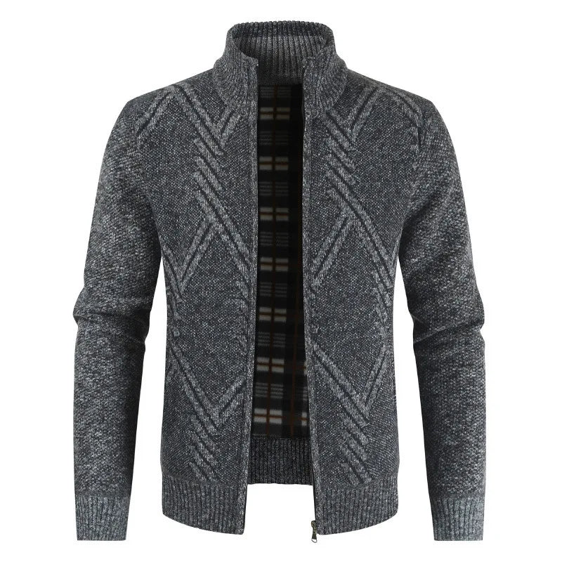 New Autumn Winter Jacket Men Coats Solid Slim Fit Thick Fleece Coats Men Jacket Casual Stand Collar Zip Jacket Men