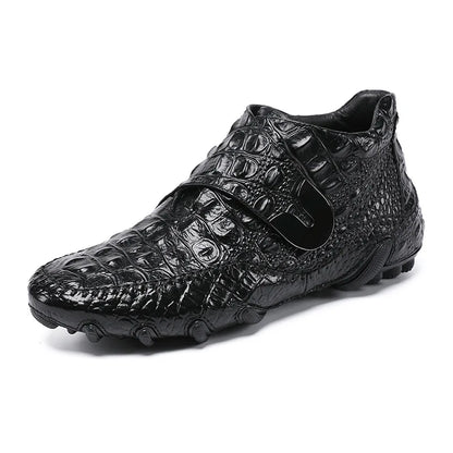 Famous Luxury Ankle Boots Mens Shoes Genuine Leather Shoes Loafer Cow Leather Crocodile Pattern Hasp Casual Shoes