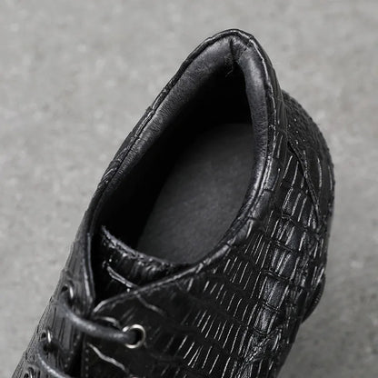 Famous Luxury Ankle Boots Mens Shoes Genuine Leather Shoes Loafer Cow Leather Crocodile Pattern Hasp Casual Shoes