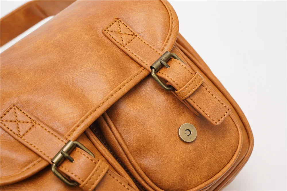 Fashion Japan Style Men's Messenger Bag Soft PU Leather Crossbody Messenger Bag Men Satchels Crossbody Bag Mens Shoulder Bags
