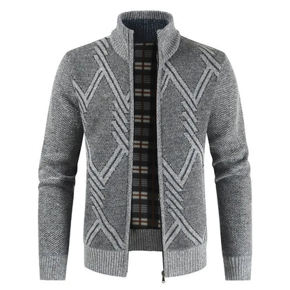 New Autumn Winter Jacket Men Coats Solid Slim Fit Thick Fleece Coats Men Jacket Casual Stand Collar Zip Jacket Men