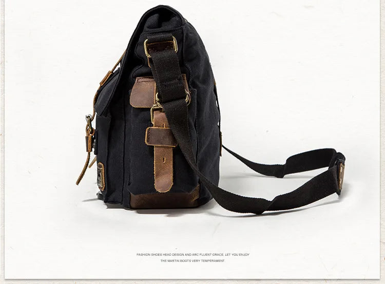 2025 Fashion Vintage Leather Canvas Women's Men's Messenger Bag Cotton Canvas Crossbody Bag Men Shoulder Bag Sling Casual Bag