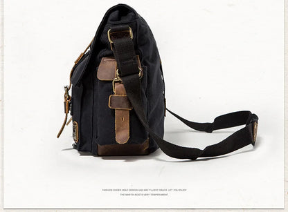 2025 Fashion Vintage Leather Canvas Women's Men's Messenger Bag Cotton Canvas Crossbody Bag Men Shoulder Bag Sling Casual Bag