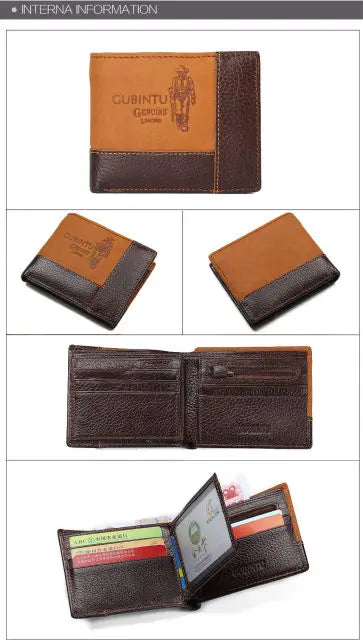 High Quality Retro Men Wallets Name Engraving Genuine Cow Leather Zipper Coin Pocket Card Holder Simple Purses For Male
