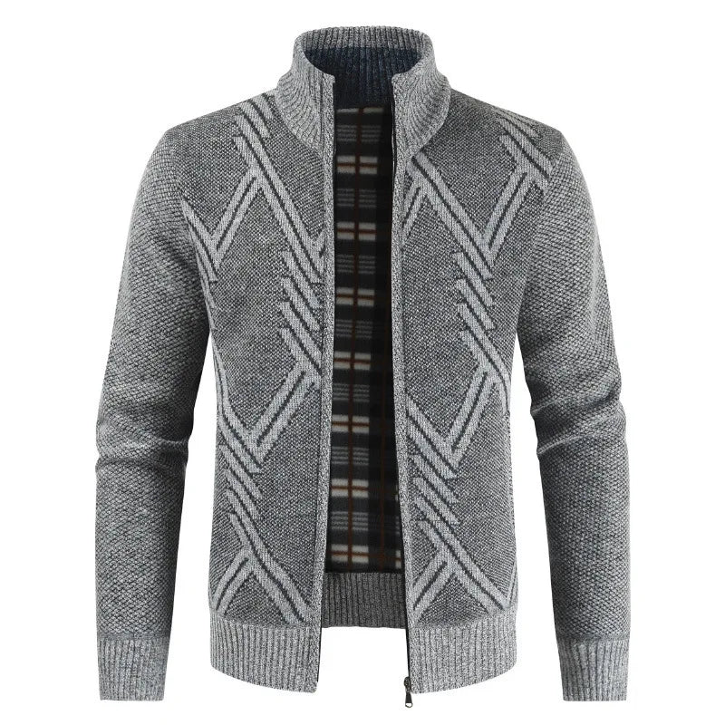 New Autumn Winter Jacket Men Coats Solid Slim Fit Thick Fleece Coats Men Jacket Casual Stand Collar Zip Jacket Men
