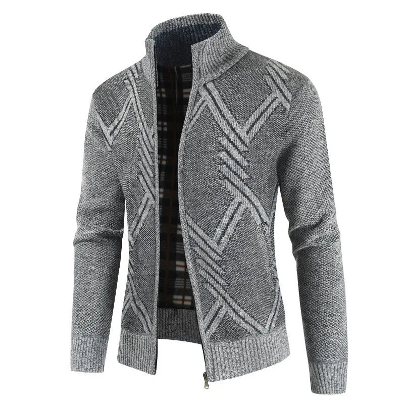 New Autumn Winter Jacket Men Coats Solid Slim Fit Thick Fleece Coats Men Jacket Casual Stand Collar Zip Jacket Men
