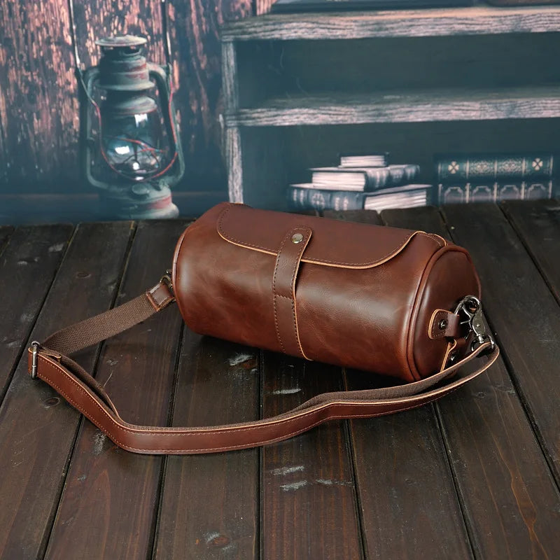 Luxury Retro Barrel Shaped Shoulder Bags Men Crossbody Bag Fashion Design Messenger Bag Mens Crossbody Shoulder Bag Male 2021
