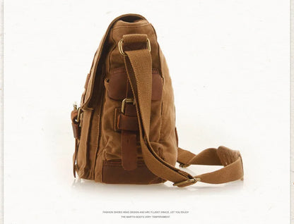 2025 Fashion Vintage Leather Canvas Women's Men's Messenger Bag Cotton Canvas Crossbody Bag Men Shoulder Bag Sling Casual Bag