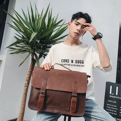 Retro Fashion Messenger Bag Men Luxury PU Leather Crossbody Bags Men Handbag Briefcases Laptop Bag Men Shoulder Messenger Bags