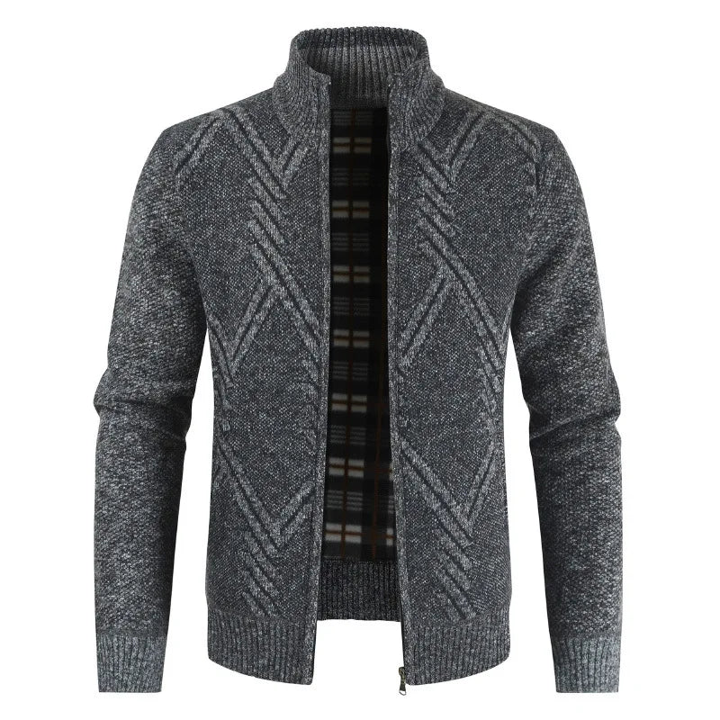 New Autumn Winter Jacket Men Coats Solid Slim Fit Thick Fleece Coats Men Jacket Casual Stand Collar Zip Jacket Men
