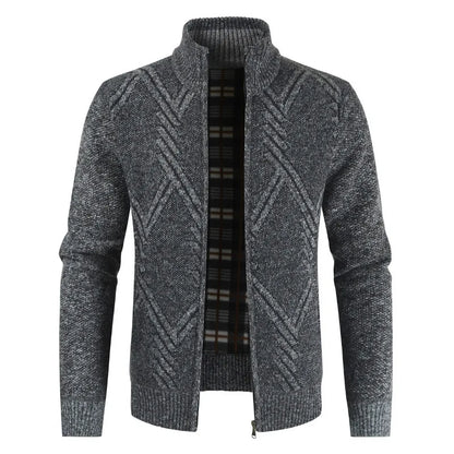New Autumn Winter Jacket Men Coats Solid Slim Fit Thick Fleece Coats Men Jacket Casual Stand Collar Zip Jacket Men