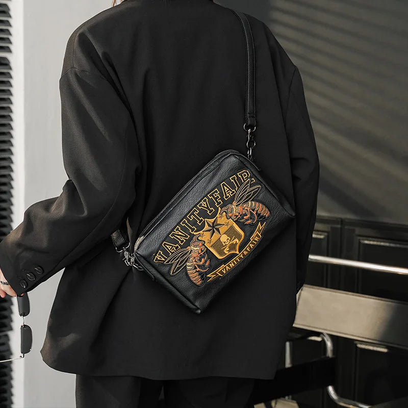 Embroidery Bee Crossbody Shoulder Bag Men Fashion Multifunction Clutch Bag Men Shoulder Bag Crossbody Messenger Bag Man Handbag