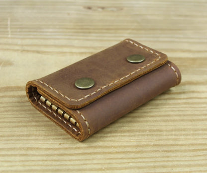FANCODI Handmade Vintage Genuine Leather Key Holder Men keyChain Cover Leather Key Wallet Men key case bag Women Key Organizer