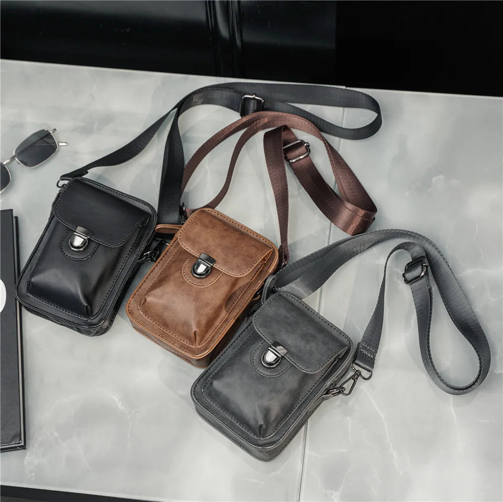 Vintage Mini Men's Crossbody Bag Fashion Shoulder Bag Men Mobile Phone Bag Casual Handbags Small Crossbody Shoulder Bag For Men