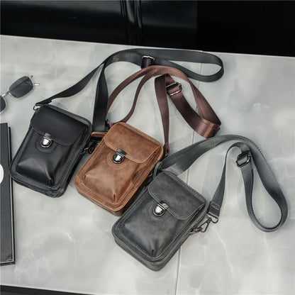 Vintage Mini Men's Crossbody Bag Fashion Shoulder Bag Men Mobile Phone Bag Casual Handbags Small Crossbody Shoulder Bag For Men