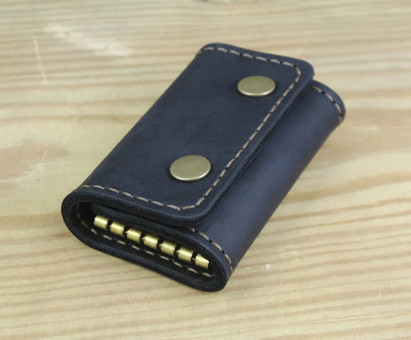 FANCODI Handmade Vintage Genuine Leather Key Holder Men keyChain Cover Leather Key Wallet Men key case bag Women Key Organizer