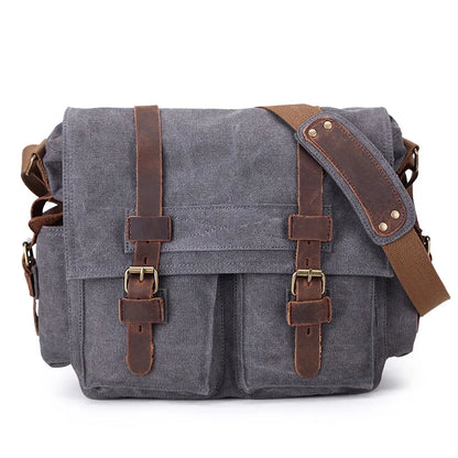 2025 Fashion Vintage Leather Canvas Women's Men's Messenger Bag Cotton Canvas Crossbody Bag Men Shoulder Bag Sling Casual Bag