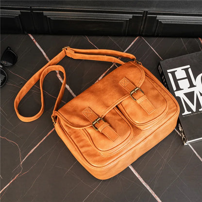 Fashion Japan Style Men's Messenger Bag Soft PU Leather Crossbody Messenger Bag Men Satchels Crossbody Bag Mens Shoulder Bags