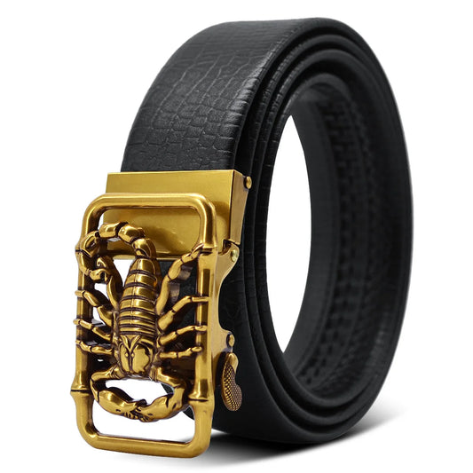Metal Scorpion Shape 3D Buckle Belts Men Leather Luxury Brand  Automatic Buckle Punk Belt Male Quality Designer Belt Animal 2023