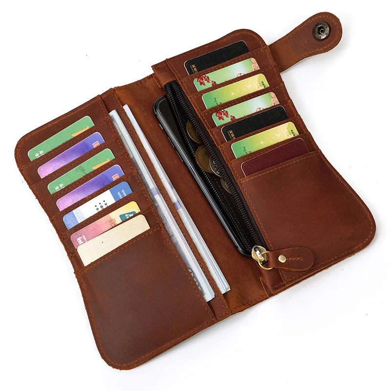 Newsbirds Genuine Leather Long Wallet Wrist Belt Strap Chain Wallet Christmas Gift Wallet gift men woman wallets Clip Purse