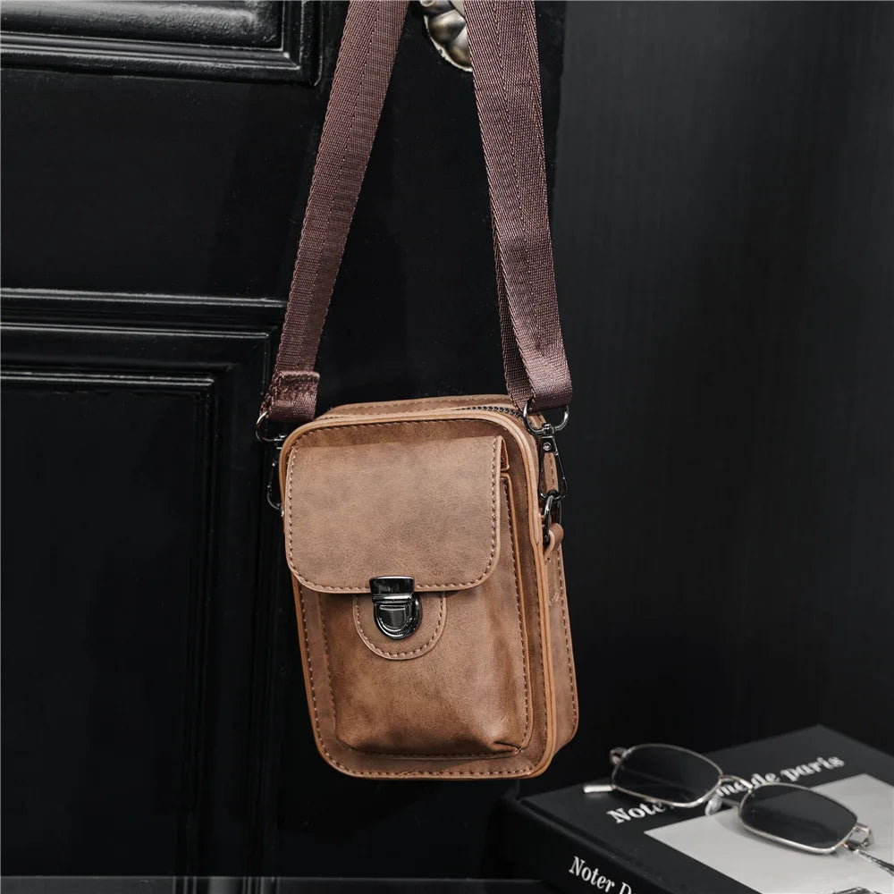 Vintage Mini Men's Crossbody Bag Fashion Shoulder Bag Men Mobile Phone Bag Casual Handbags Small Crossbody Shoulder Bag For Men