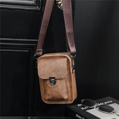 Vintage Mini Men's Crossbody Bag Fashion Shoulder Bag Men Mobile Phone Bag Casual Handbags Small Crossbody Shoulder Bag For Men