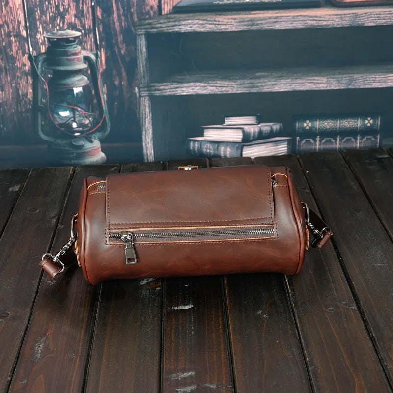 Luxury Retro Barrel Shaped Shoulder Bags Men Crossbody Bag Fashion Design Messenger Bag Mens Crossbody Shoulder Bag Male 2021
