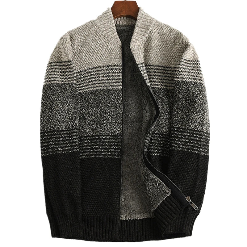 Men's Winter Thick Warm Snow Cotton Cardigan Sweater Rainbow Color plus Size 5XL 6XL 7XL Sweatcoat for Cold Weather